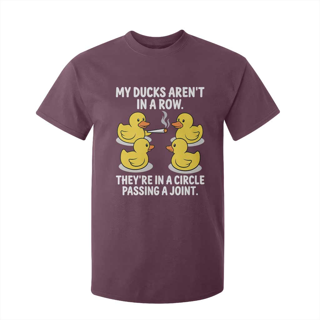 Funny 420 Weed Rubber Duck Graphic T Shirt For Kid My Ducks Arent In A Row They Are In A Circle Passing A Joint