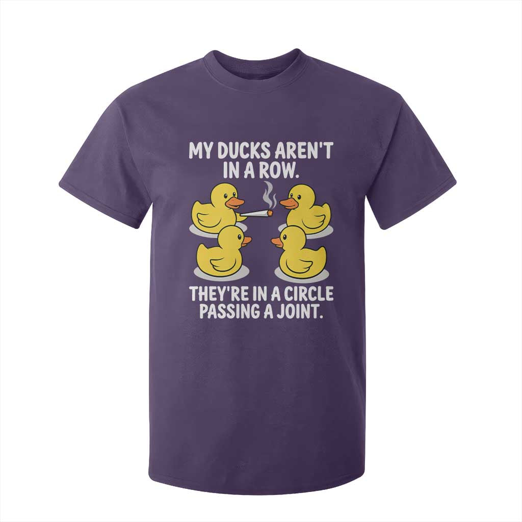 Funny 420 Weed Rubber Duck Graphic T Shirt For Kid My Ducks Arent In A Row They Are In A Circle Passing A Joint