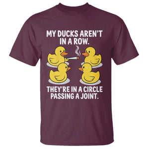 Funny 420 Weed Rubber Duck Graphic T Shirt My Ducks Arent In A Row They Are In A Circle Passing A Joint