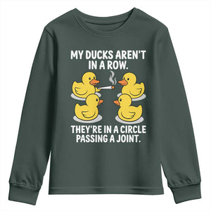 Funny 420 Weed Rubber Duck Graphic Youth Sweatshirt My Ducks Arent In A Row They Are In A Circle Passing A Joint