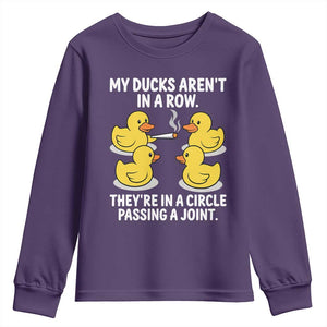 Funny 420 Weed Rubber Duck Graphic Youth Sweatshirt My Ducks Arent In A Row They Are In A Circle Passing A Joint