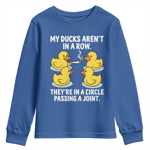 Funny 420 Weed Rubber Duck Graphic Youth Sweatshirt My Ducks Arent In A Row They Are In A Circle Passing A Joint