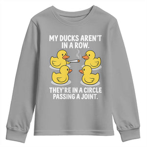 Funny 420 Weed Rubber Duck Graphic Youth Sweatshirt My Ducks Arent In A Row They Are In A Circle Passing A Joint