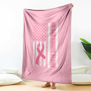Nobody Fights Alone Pink Ribbon Flag Throw Blanket Breast Cancer Awareness Support TS02 Print Your Wear