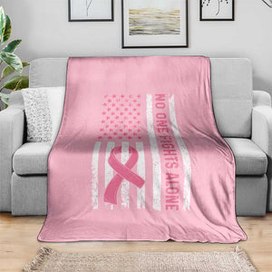 Nobody Fights Alone Pink Ribbon Flag Throw Blanket Breast Cancer Awareness Support TS02 Print Your Wear