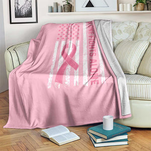 Nobody Fights Alone Pink Ribbon Flag Throw Blanket Breast Cancer Awareness Support TS02 Print Your Wear