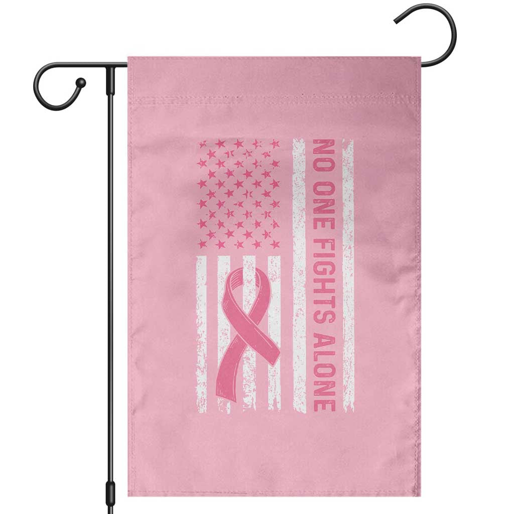 Nobody Fights Alone Pink Ribbon Flag Garden Flag Breast Cancer Awareness Support - Print Your Wear