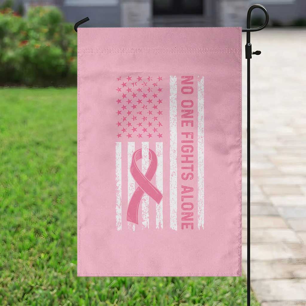 Nobody Fights Alone Pink Ribbon Flag Garden Flag Breast Cancer Awareness Support TS02 Print Your Wear