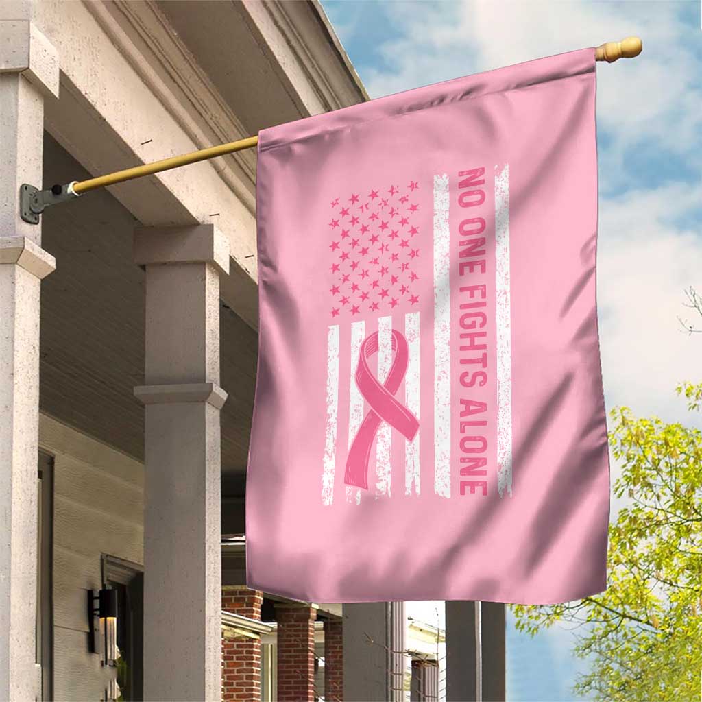 Nobody Fights Alone Pink Ribbon Flag Garden Flag Breast Cancer Awareness Support TS02 Print Your Wear