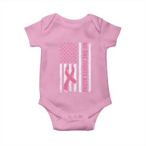 Nobody Fights Alone Pink Ribbon Flag Baby Onesie Breast Cancer Awareness Support TS02 Light Pink Print Your Wear