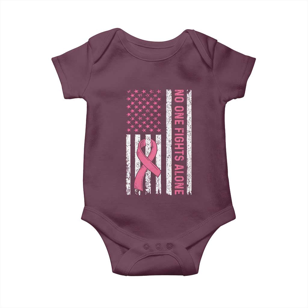 Nobody Fights Alone Pink Ribbon Flag Baby Onesie Breast Cancer Awareness Support TS02 Maroon Print Your Wear