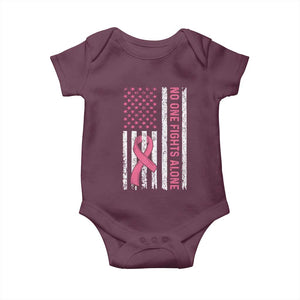 Nobody Fights Alone Pink Ribbon Flag Baby Onesie Breast Cancer Awareness Support TS02 Maroon Print Your Wear