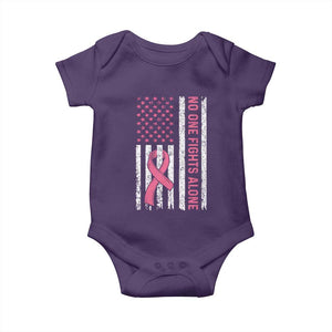 Nobody Fights Alone Pink Ribbon Flag Baby Onesie Breast Cancer Awareness Support TS02 Purple Print Your Wear