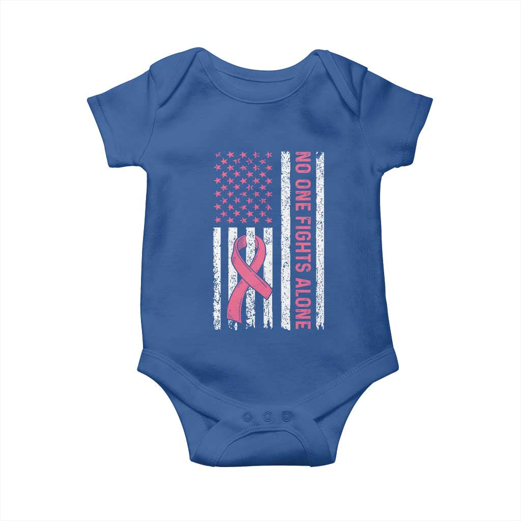 Nobody Fights Alone Pink Ribbon Flag Baby Onesie Breast Cancer Awareness Support TS02 Royal Blue Print Your Wear