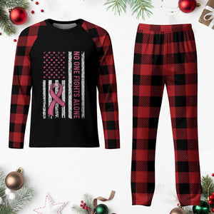 Nobody Fights Alone Pink Ribbon Flag Plaid Pajama Set Breast Cancer Awareness Support TS02 Buffalo Plaid Print Your Wear