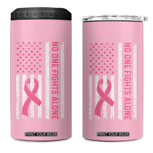 Nobody Fights Alone Pink Ribbon Flag 4 in 1 Can Cooler Tumbler Breast Cancer Awareness Support TS02 One Size: 16 oz Light Pink Print Your Wear