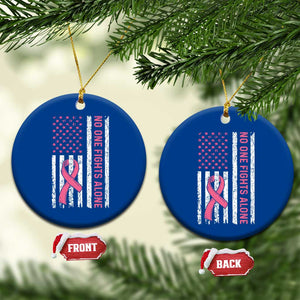 Nobody Fights Alone Pink Ribbon Flag Ceramic Ornament Breast Cancer Awareness Support TS02 1pc Blue Print Your Wear