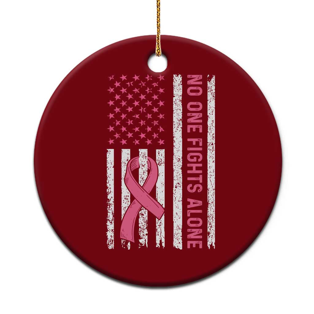 Nobody Fights Alone Pink Ribbon Flag Ceramic Ornament Breast Cancer Awareness Support TS02 1pc Red Print Your Wear