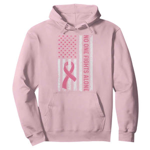 Nobody Fights Alone Pink Ribbon Flag Hoodie Breast Cancer Awareness Support TS02 Light Pink Print Your Wear