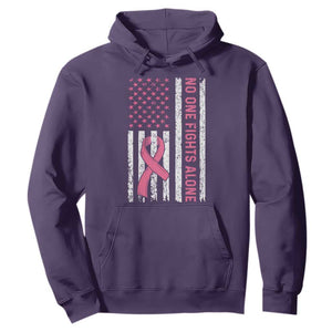 Nobody Fights Alone Pink Ribbon Flag Hoodie Breast Cancer Awareness Support TS02 Purple Print Your Wear