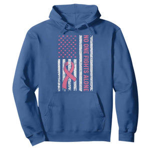 Nobody Fights Alone Pink Ribbon Flag Hoodie Breast Cancer Awareness Support TS02 Royal Blue Print Your Wear