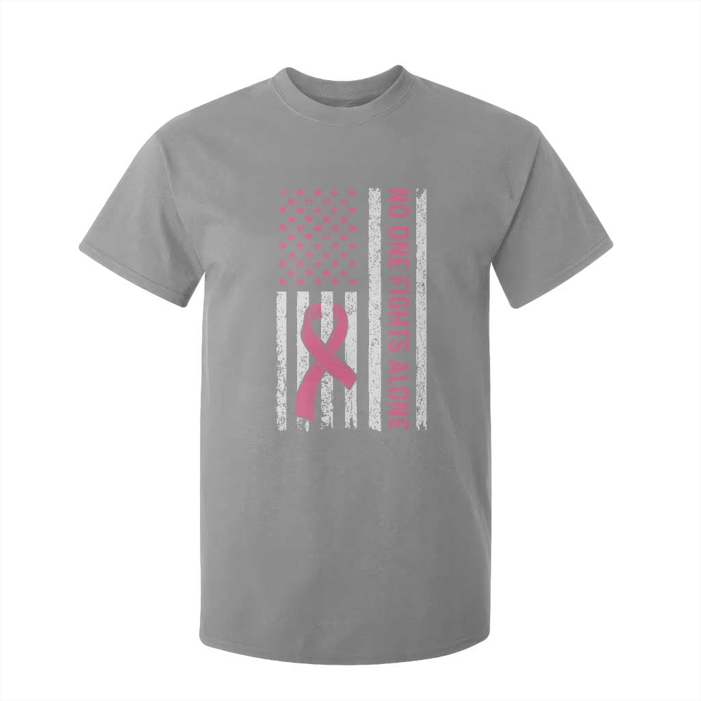 Nobody Fights Alone Pink Ribbon Flag T Shirt For Kid Breast Cancer Awareness Support TS02 Sport Gray Print Your Wear