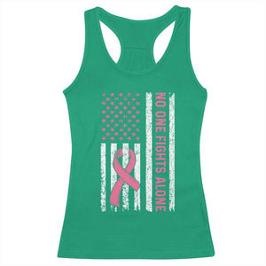 Nobody Fights Alone Pink Ribbon Flag Racerback Tank Top Breast Cancer Awareness Support TS02 Irish Green Print Your Wear