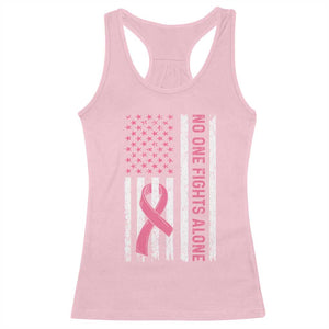 Nobody Fights Alone Pink Ribbon Flag Racerback Tank Top Breast Cancer Awareness Support TS02 Light Pink Print Your Wear