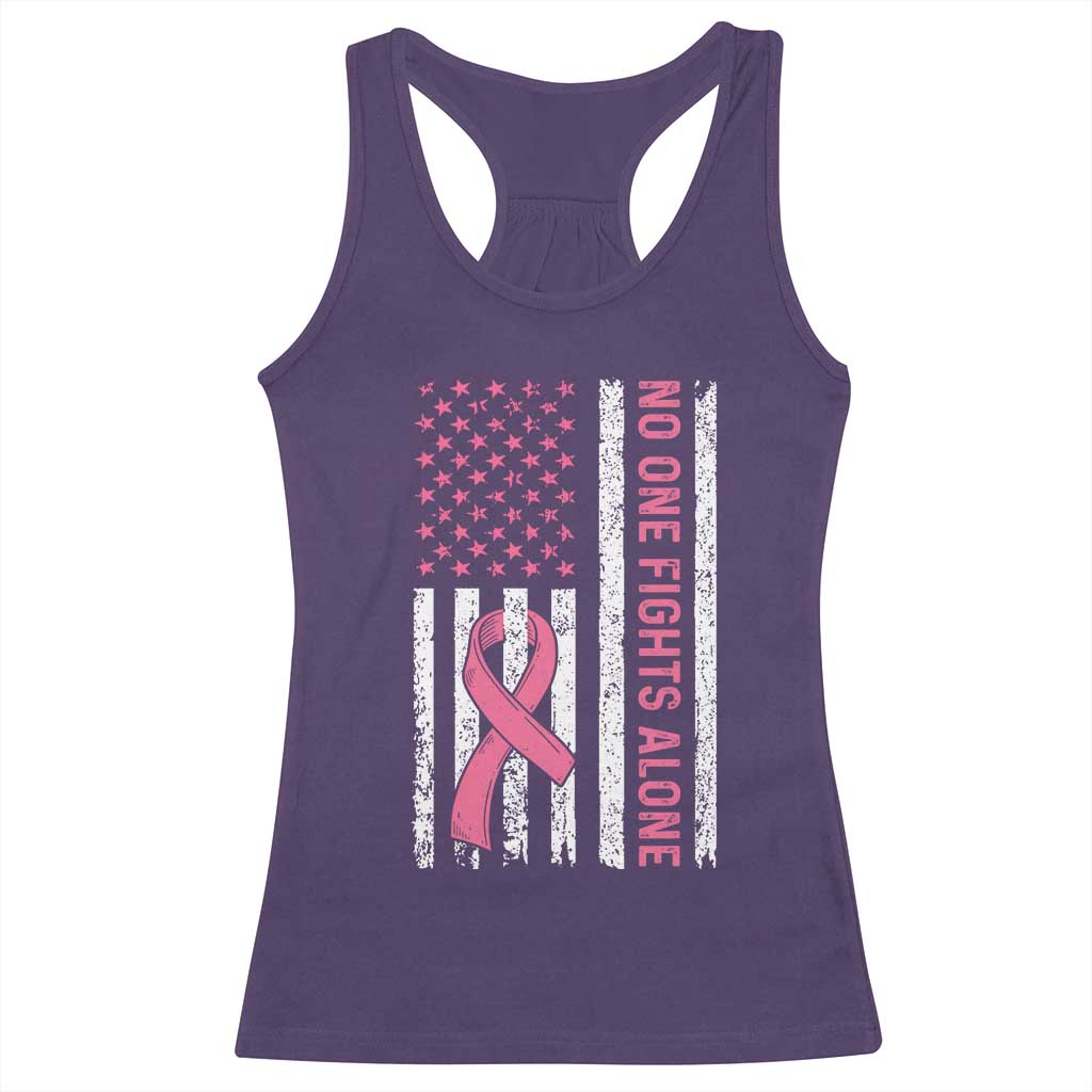 Nobody Fights Alone Pink Ribbon Flag Racerback Tank Top Breast Cancer Awareness Support TS02 Purple Print Your Wear