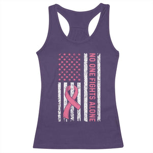 Nobody Fights Alone Pink Ribbon Flag Racerback Tank Top Breast Cancer Awareness Support TS02 Purple Print Your Wear