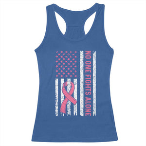 Nobody Fights Alone Pink Ribbon Flag Racerback Tank Top Breast Cancer Awareness Support TS02 Royal Blue Print Your Wear