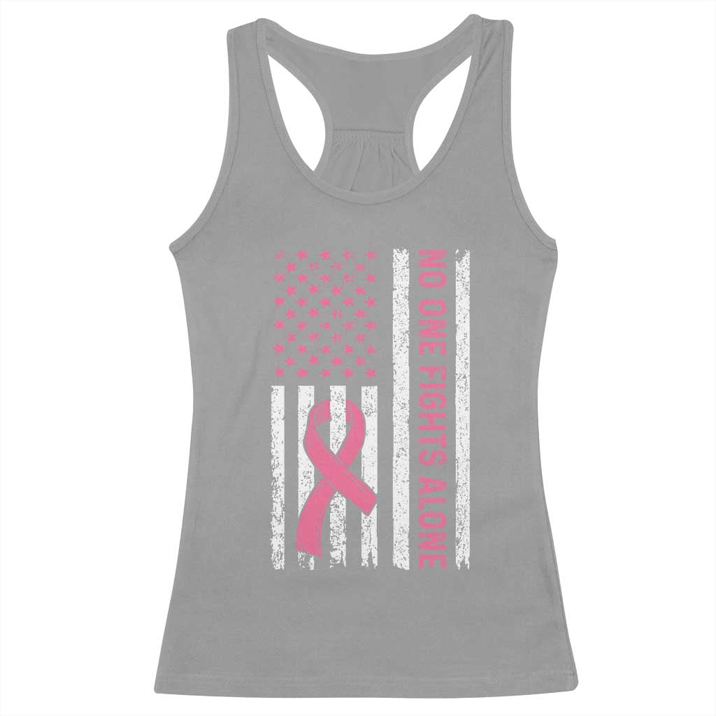 Nobody Fights Alone Pink Ribbon Flag Racerback Tank Top Breast Cancer Awareness Support TS02 Sport Gray Print Your Wear