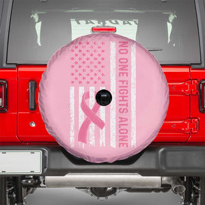 Nobody Fights Alone Pink Ribbon Flag Spare Tire Cover Breast Cancer Awareness Support TS02 Light Pink Print Your Wear