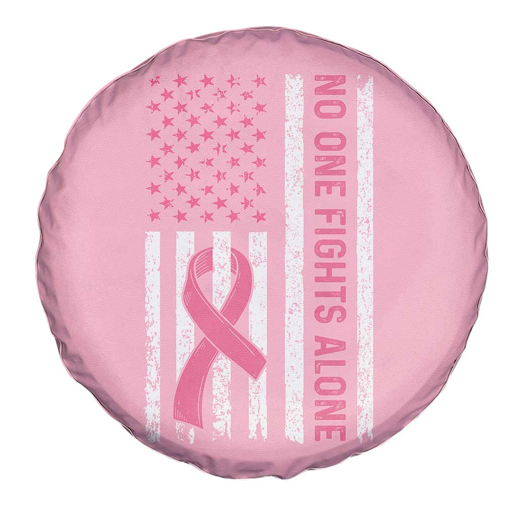 Nobody Fights Alone Pink Ribbon Flag Spare Tire Cover Breast Cancer Awareness Support TS02 Print Your Wear