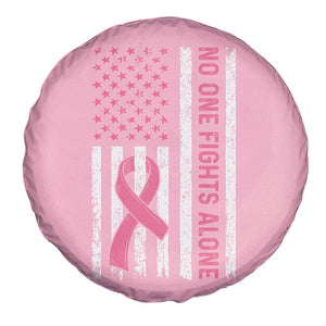 Nobody Fights Alone Pink Ribbon Flag Spare Tire Cover Breast Cancer Awareness Support TS02 Print Your Wear