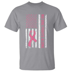 Nobody Fights Alone Pink Ribbon Flag T Shirt Breast Cancer Awareness Support - Print Your Wear