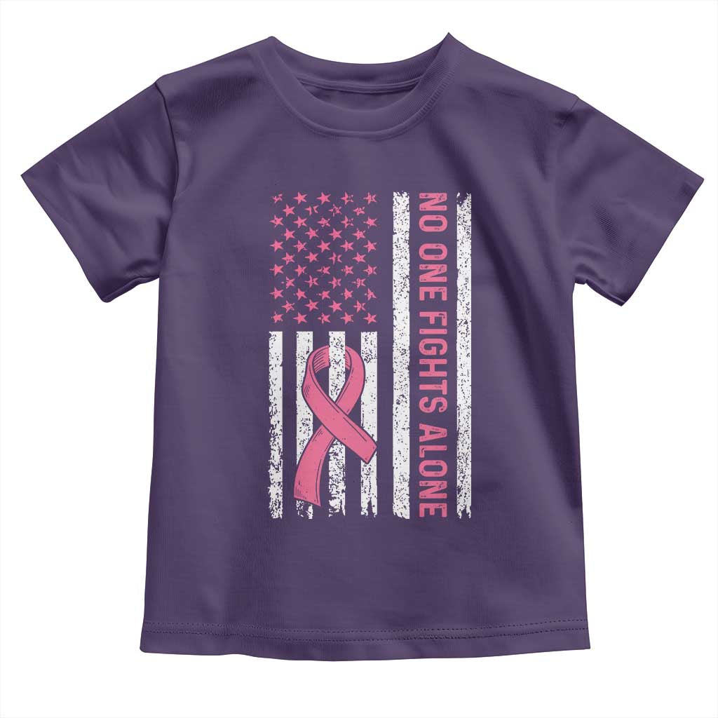 Nobody Fights Alone Pink Ribbon Flag Toddler T Shirt Breast Cancer Awareness Support TS02 Purple Print Your Wear