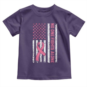 Nobody Fights Alone Pink Ribbon Flag Toddler T Shirt Breast Cancer Awareness Support TS02 Purple Print Your Wear