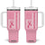 Nobody Fights Alone Pink Ribbon Flag Tumbler With Handle Breast Cancer Awareness Support - Print Your Wear