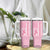 Nobody Fights Alone Pink Ribbon Flag Tumbler With Handle Breast Cancer Awareness Support TS02 Print Your Wear