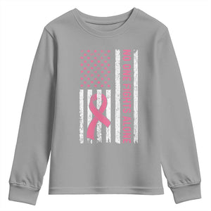Nobody Fights Alone Pink Ribbon Flag Youth Sweatshirt Breast Cancer Awareness Support TS02 Sport Gray Print Your Wear