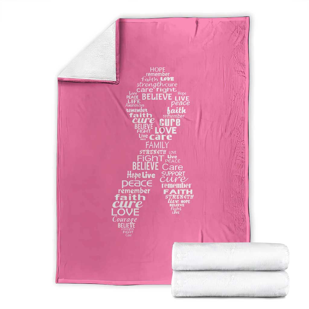 Inspirational Breast Cancer Awareness Throw Blanket Pink Ribbon Support - Print Your Wear
