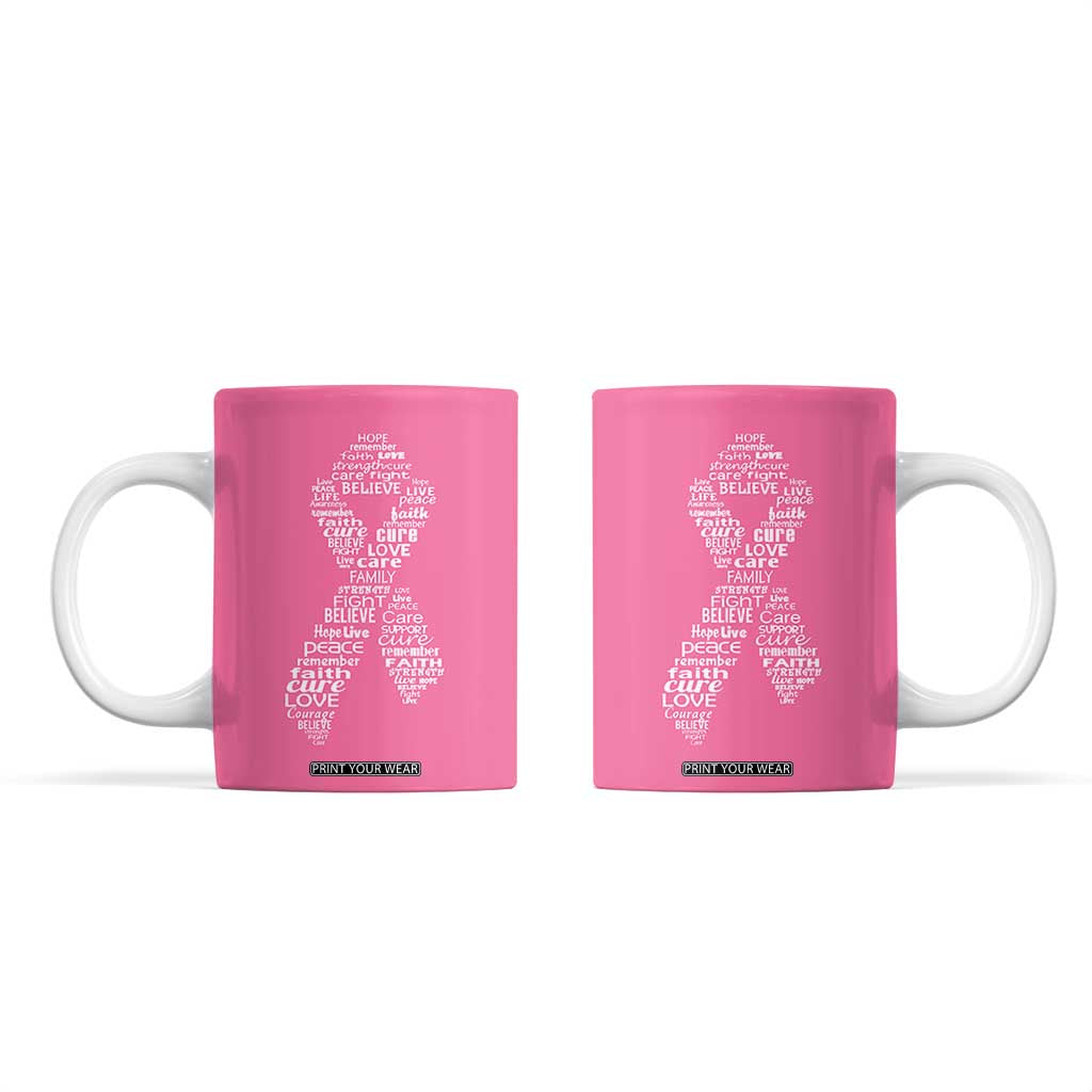 Inspirational Breast Cancer Awareness Coffee Mug Pink Ribbon Support - Print Your Wear