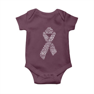 Inspirational Breast Cancer Awareness Baby Onesie Pink Ribbon Support TS02 Maroon Print Your Wear