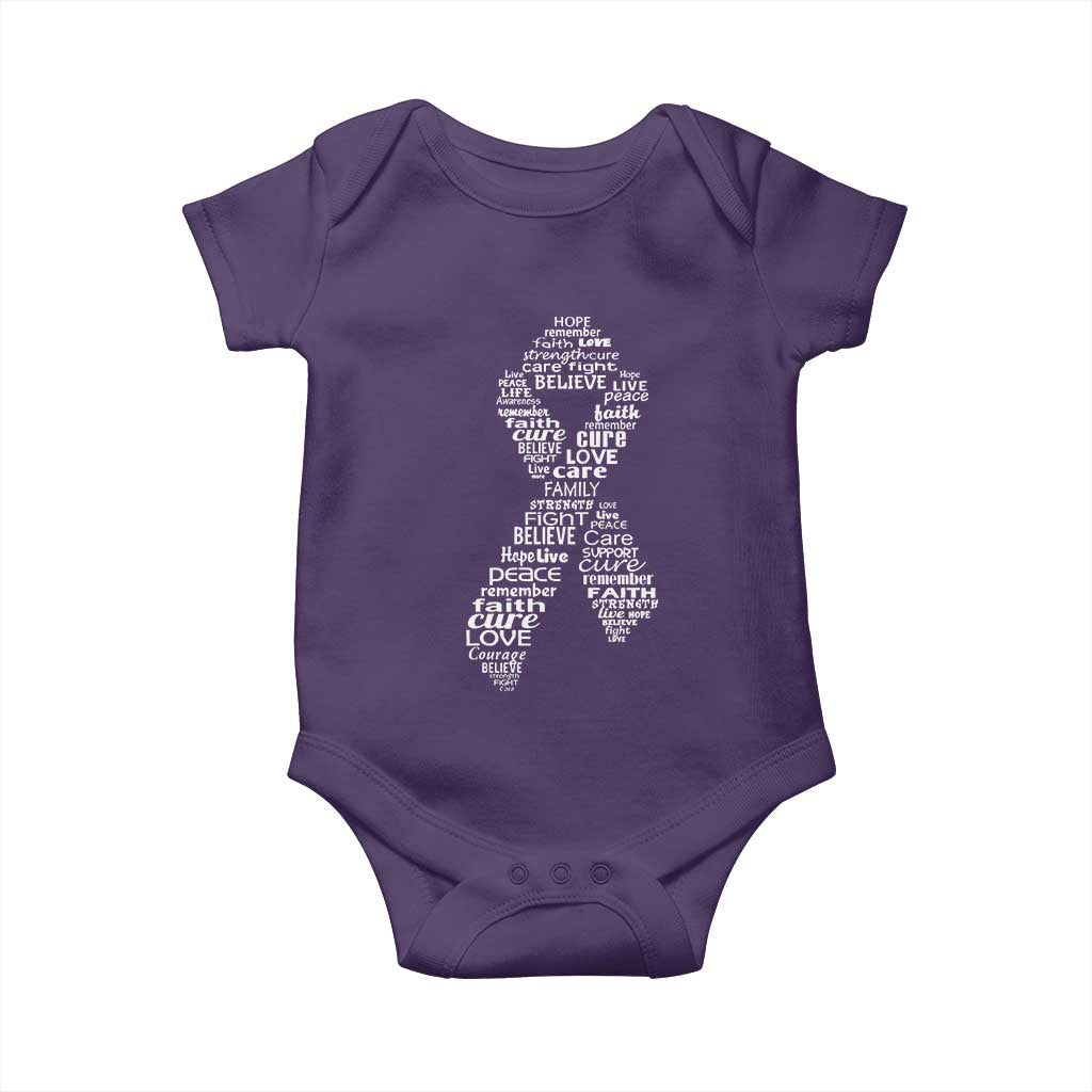 Inspirational Breast Cancer Awareness Baby Onesie Pink Ribbon Support TS02 Purple Print Your Wear