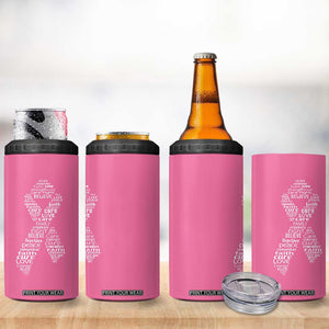 Inspirational Breast Cancer Awareness 4 in 1 Can Cooler Tumbler Pink Ribbon Support TS02 Print Your Wear