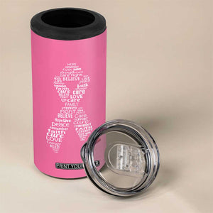 Inspirational Breast Cancer Awareness 4 in 1 Can Cooler Tumbler Pink Ribbon Support TS02 Print Your Wear