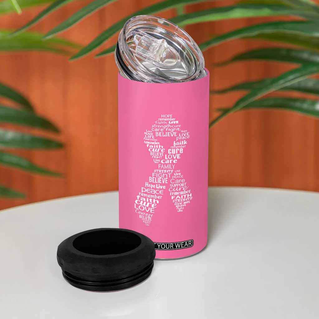 Inspirational Breast Cancer Awareness 4 in 1 Can Cooler Tumbler Pink Ribbon Support TS02 Print Your Wear