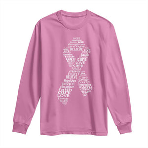 Inspirational Breast Cancer Awareness Long Sleeve Shirt Pink Ribbon Support TS02 Azalea Print Your Wear