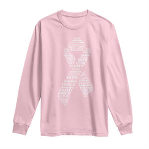 Inspirational Breast Cancer Awareness Long Sleeve Shirt Pink Ribbon Support TS02 Light Pink Print Your Wear